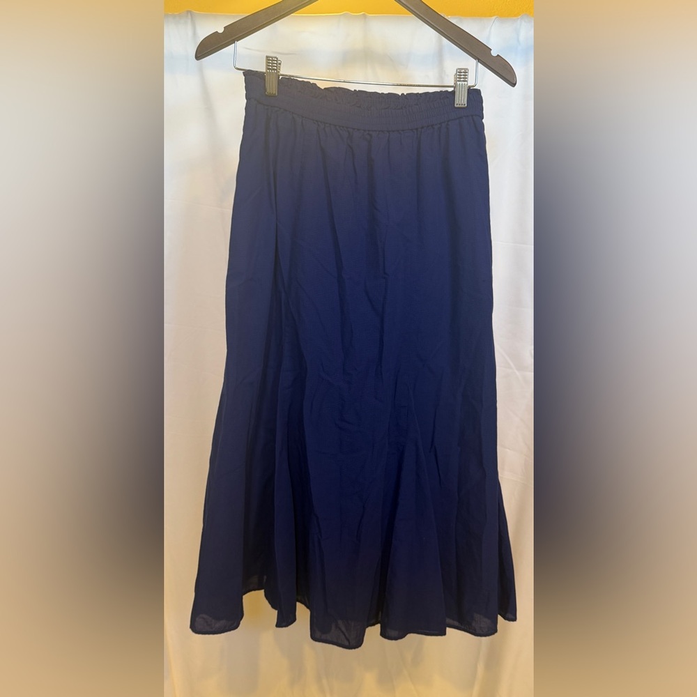 Uniqlo Blue Pleated Maxi A-Line Skirt w/ Pockets